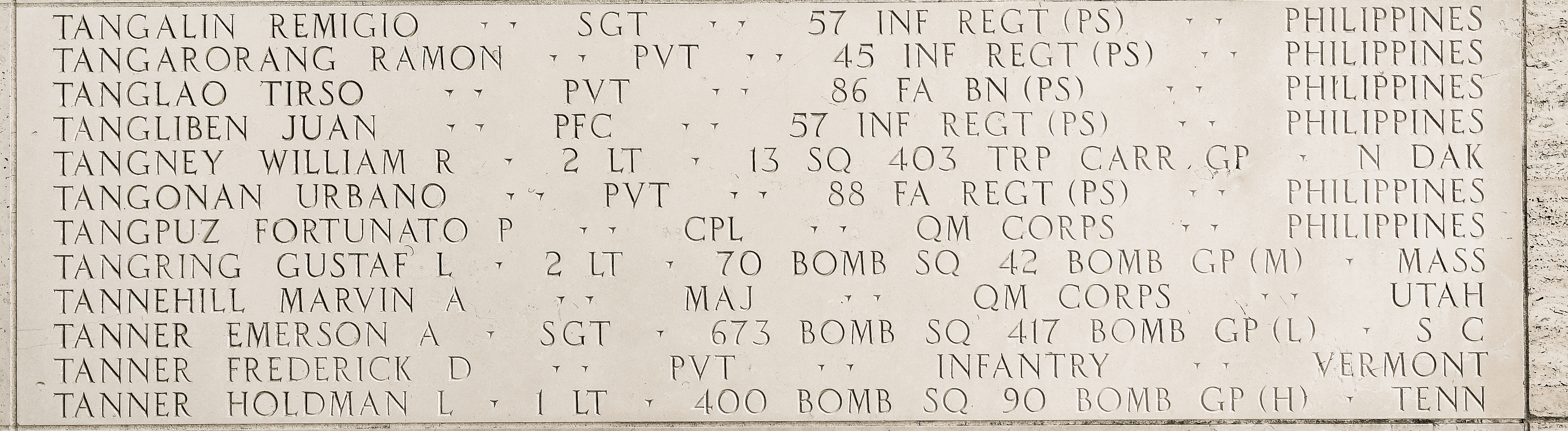 Gustaf L. Tangring, Second Lieutenant